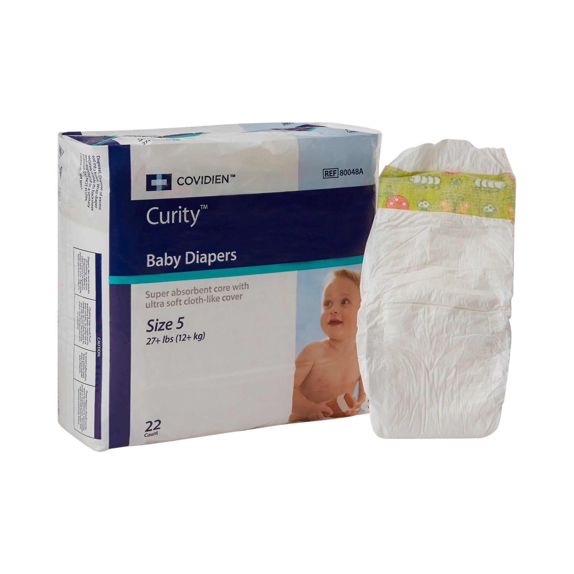 Unisex Baby Diaper Cardinal Health Wings Size 5 / X Large Disposable Heavy Absorbency
