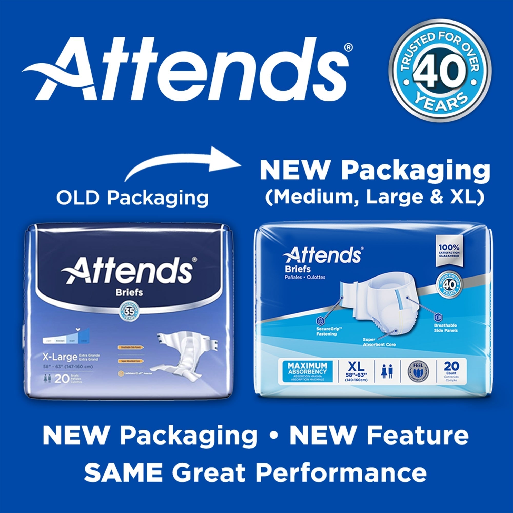 unisex incontinence brief attends large disposable heavy absorbency packaging type case