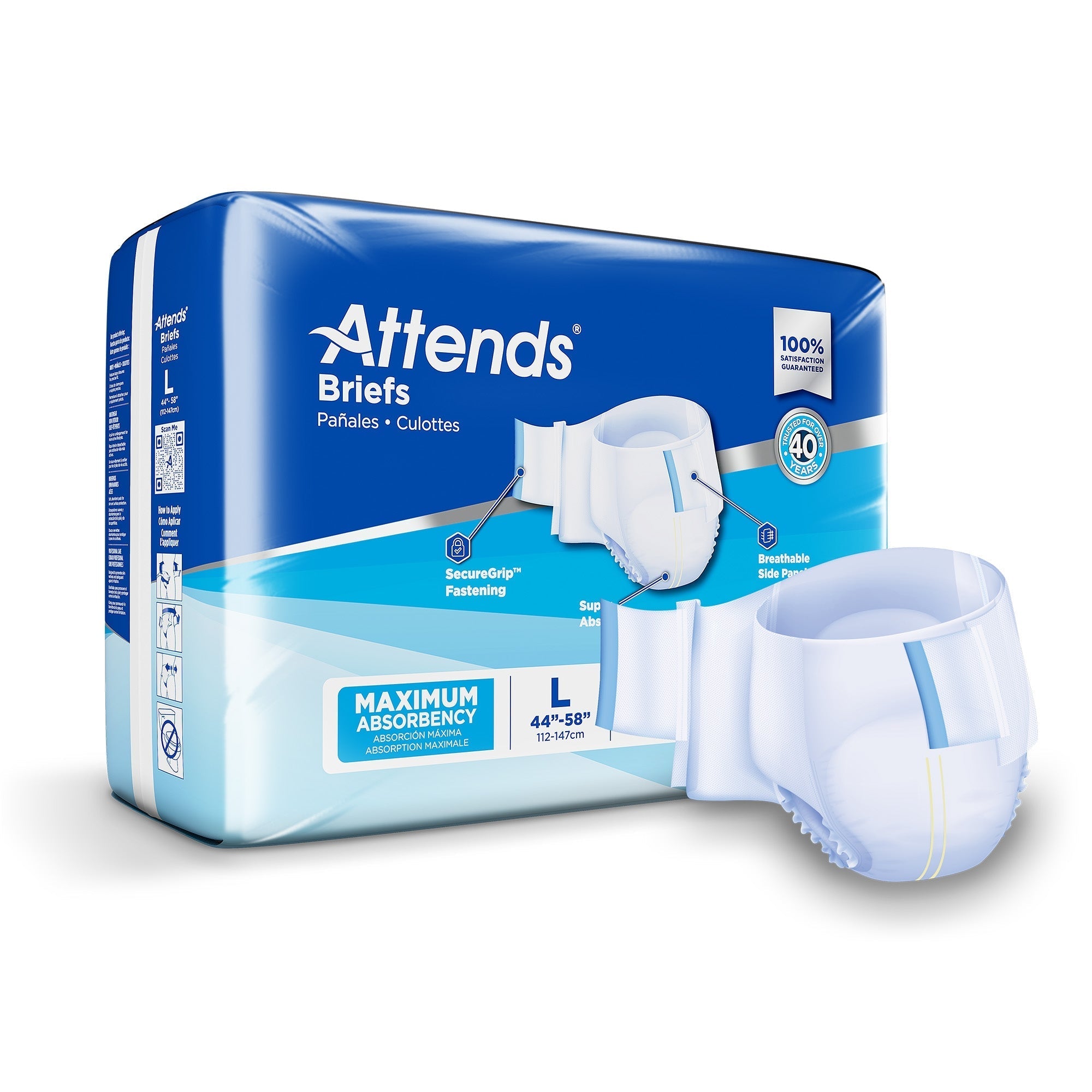 unisex incontinence brief attends large disposable heavy absorbency packaging type case