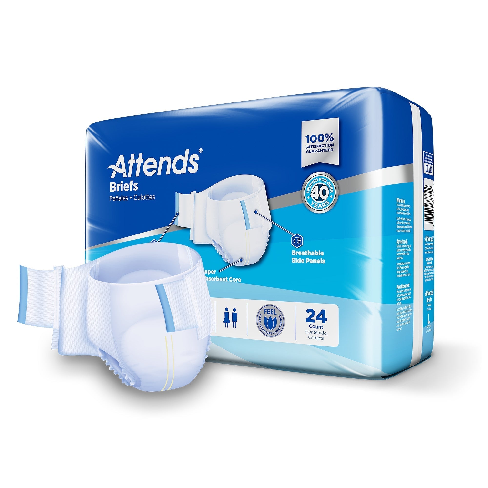 unisex incontinence brief attends large disposable heavy absorbency packaging type case