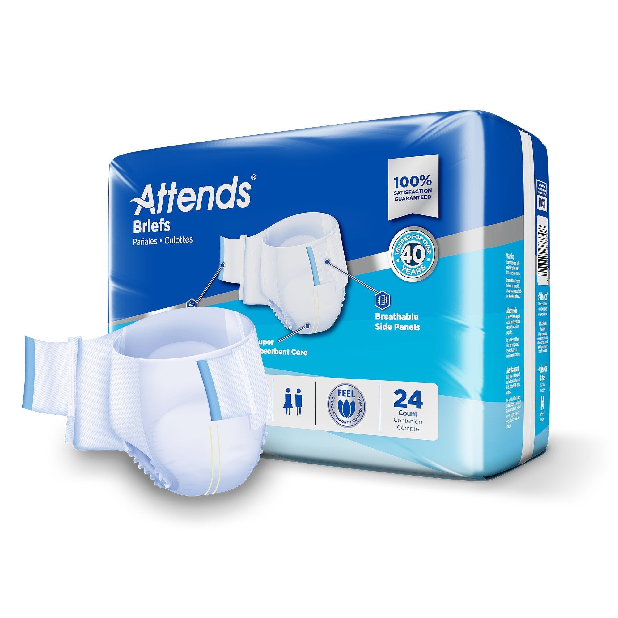 unisex incontinence brief attends medium disposable heavy absorbency packaging type case