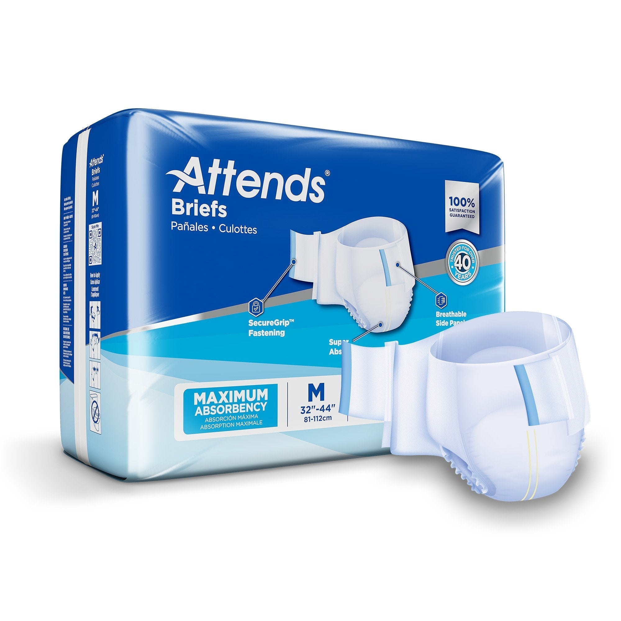 Unisex Incontinence Brief Attends Medium Disposable Heavy Absorbency