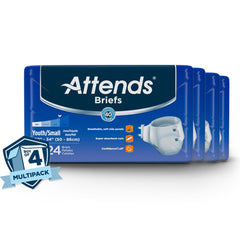 unisex youth incontinence brief attends small disposable heavy absorbency packaging type case