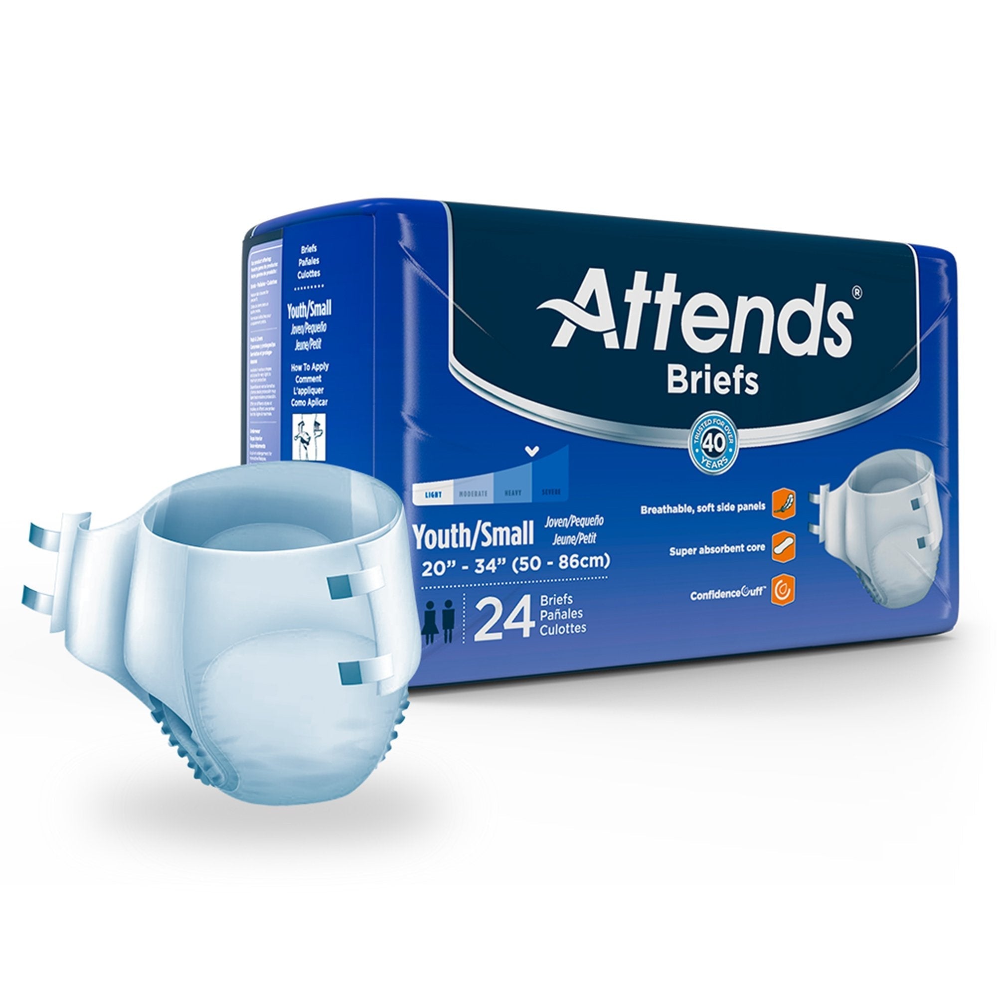 Unisex Youth Incontinence Brief Attends Small Disposable Heavy Absorbency