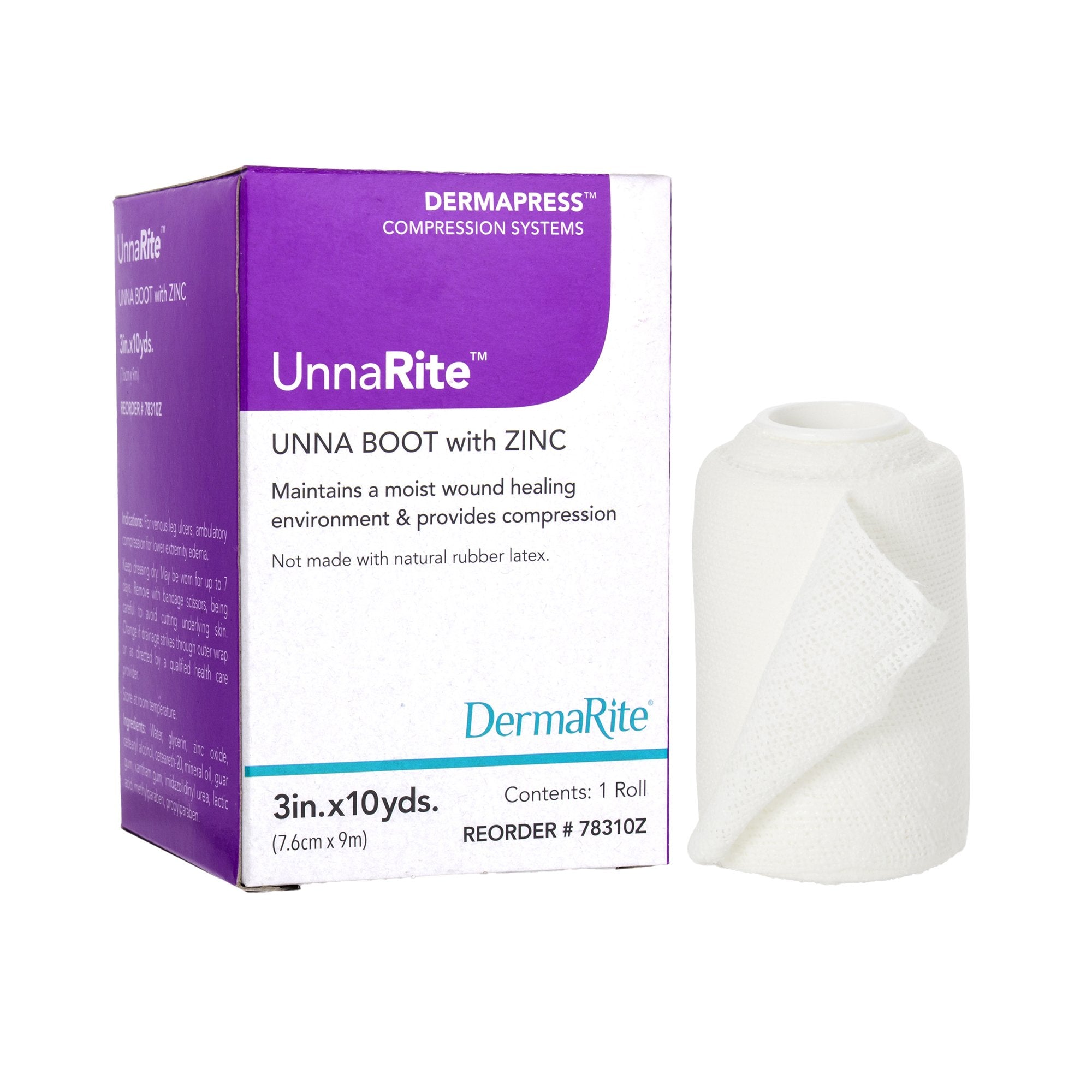 Unna Boot UnnaRite Zinc Oxide 3 Inch X 10 Yard