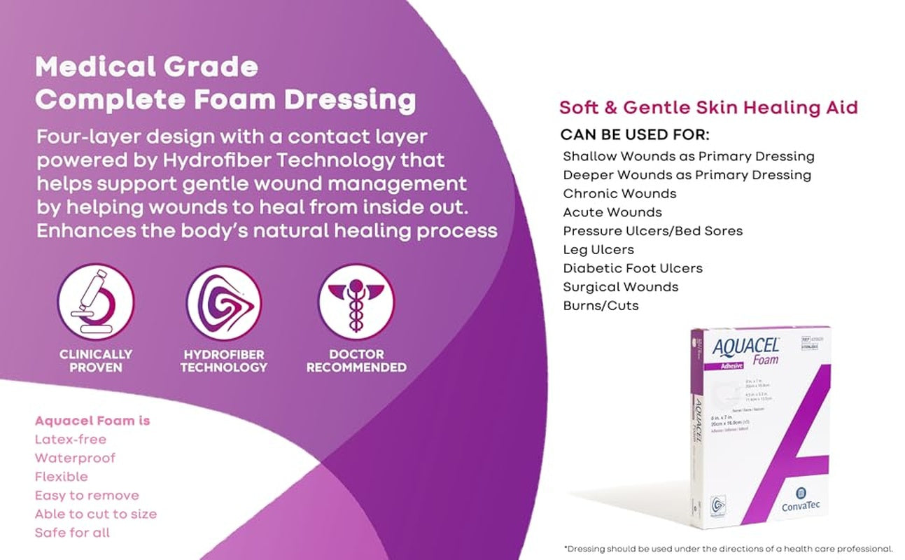 Foam Dressing Aquacel 4 X 4 Inch With Border Waterproof Film Backing Silicone Adhesive Square Sterile, Packaging Type- Case