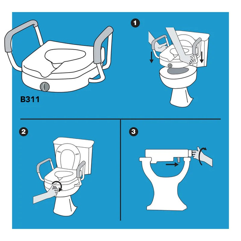 Carex E-Z Lock Raised Toilet Seat w/ Armrests