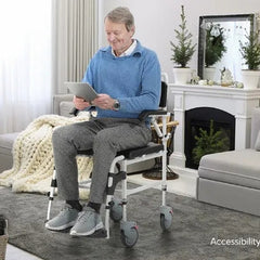 OasisSpace Shower Commode Wheelchair   300LB Waterproof Shower Chair with Wheels, Rolling Shower Chair with Swing Away Footrests   All Care Store