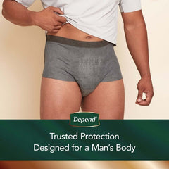 male adult absorbent underwear depend real fit waistband style large x large disposable heavy absorbency packaging type case