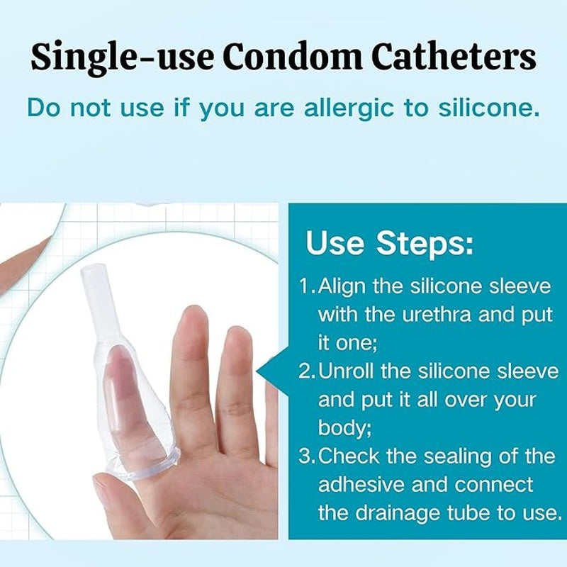 male external catheter natural non adhesive reusable strap silicone medium packaging type box