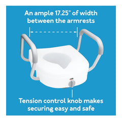 Carex E-Z Lock Raised Toilet Seat w/ Armrests