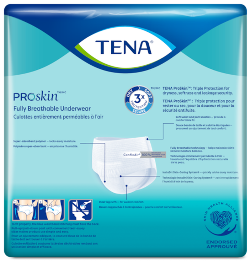 unisex adult absorbent underwear tena proskin plus pull on with tear away seams small disposable moderate absorbency packaging type case