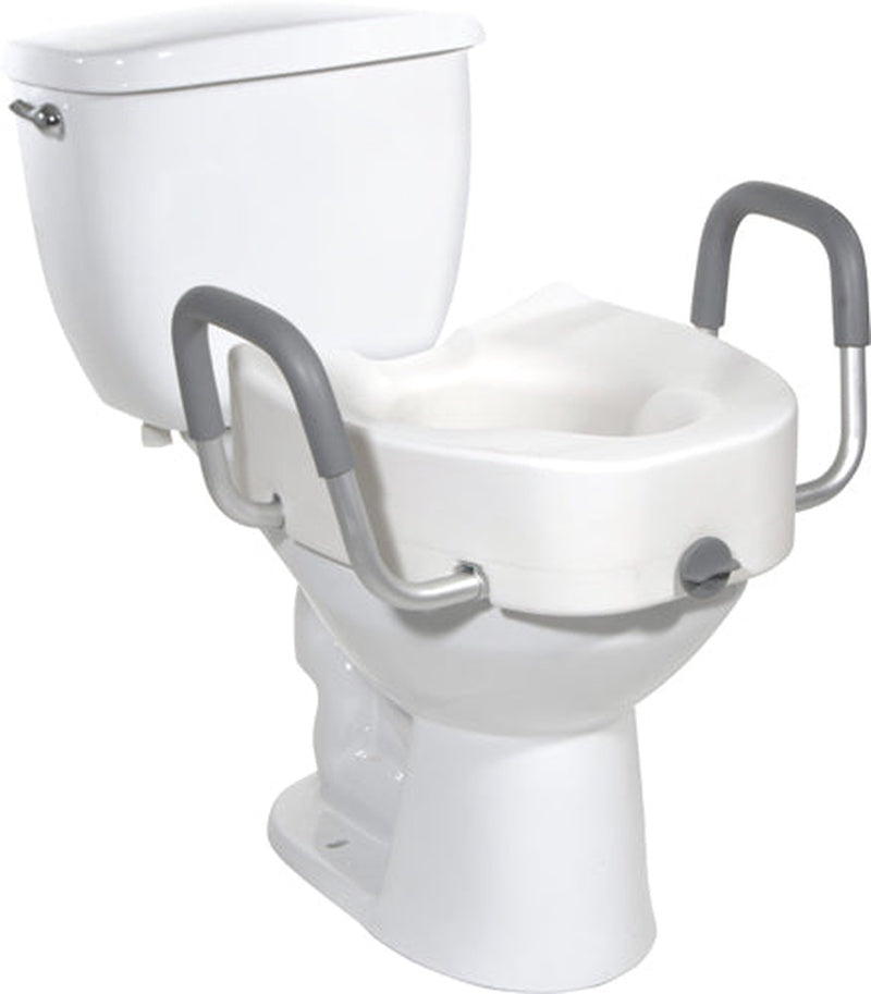 Raised Toilet Seat With Lock & Alum Removeable Arms   All Care Store