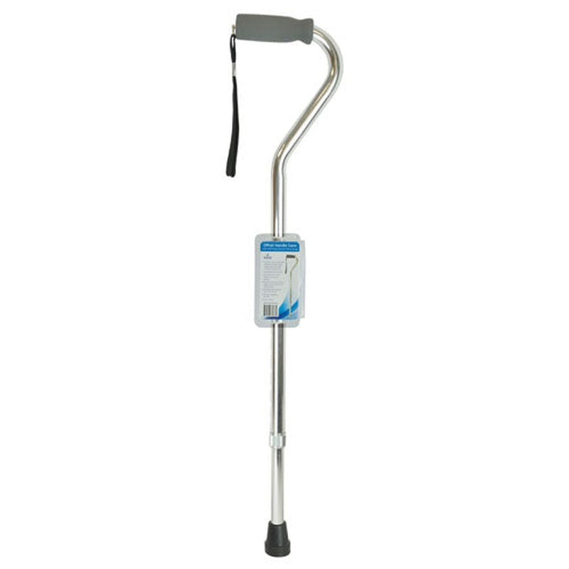 Cane  Soft Foam Offset Handle  Blue Jay  Silver With Strap   All Care Store