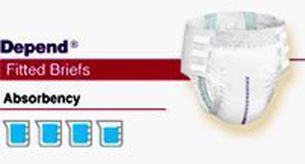 Depend Fitted Brief Large 42    52  4 bx/18   All Care Store