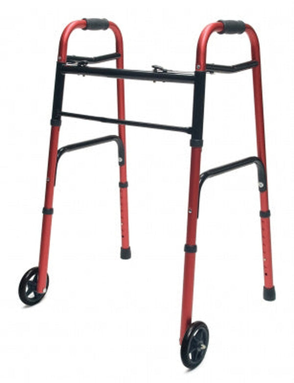 Walker  Adult W/5  Wheels Folding  Red  Case Of 2   All Care Store 