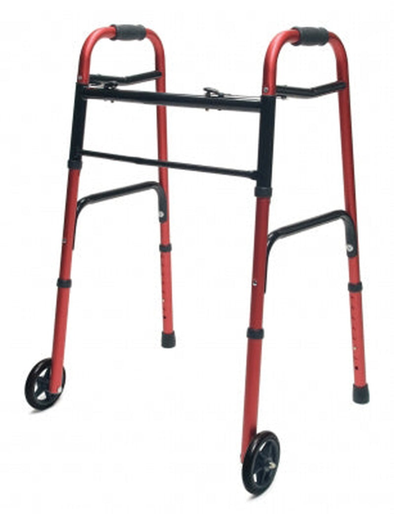 Walker  Adult W/5  Wheels Folding  Red  Case Of 2   All Care Store 