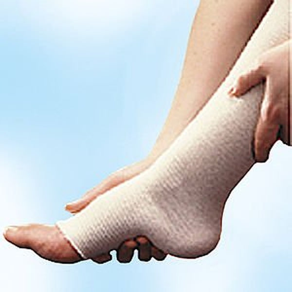 Elastic Tubular Support Bandage Tensoshape 14 4/5 X 16 2/5 Foot Below Knee Pull On Tan NonSterile Size D / E / Large Standard Compression
