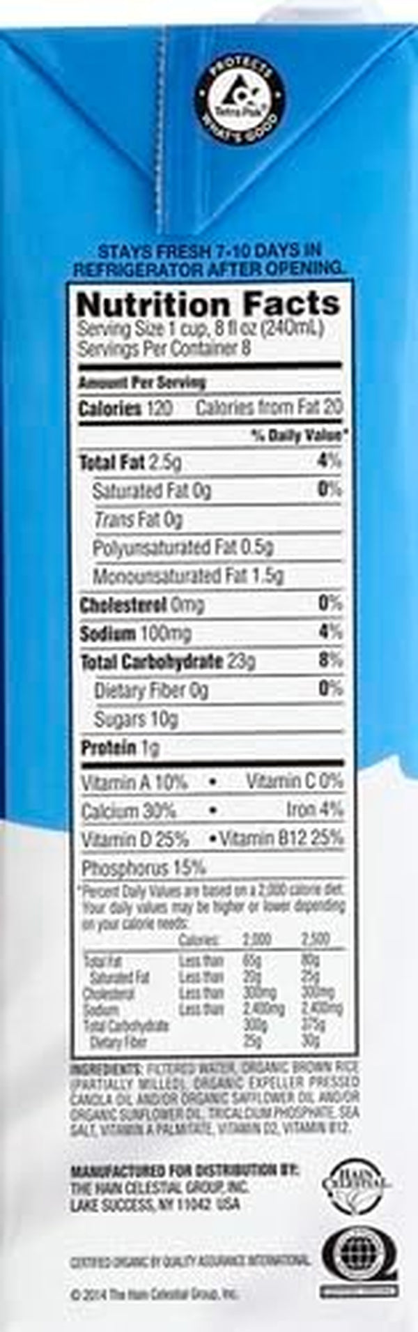 Rice Dream Original Rice Drink - Enriched Organic - Case Of 8 - 64 Fl Oz.