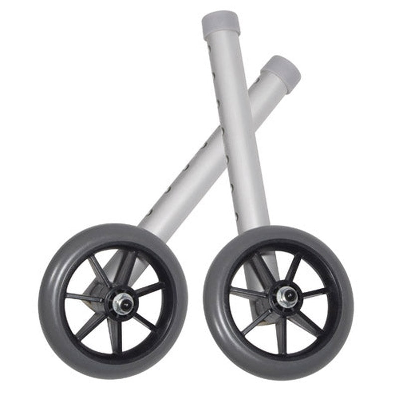 Walker Wheels 5  Fixed With Rear Glide Caps (pair)   All Care Store