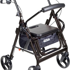 Drive Medical Aluminium Rollator For Seniors and Elders, Wheel size 8inches With Height Adjustable Weight Capacity 300lbs Black Color , Foldable, 795BK