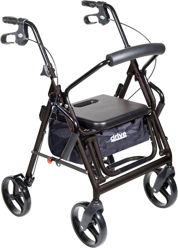 Drive Medical Aluminium Rollator For Seniors and Elders, Wheel size 8inches With Height Adjustable Weight Capacity 300lbs Black Color , Foldable, 795BK