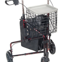 Drive Medical Aluminium Rollator For Seniors and Elders, Wheel size 8inches With Height Adjustable,  Weight Capacity 300lbs Flame Red Color , Foldable, 11048B