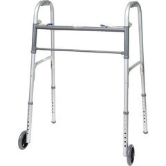 ProBasics Bariatric 2-button Walker Aluminum Lightweight Folding Walker Weight Support-500lbs, Wheel Size-5inch, WKABW2B