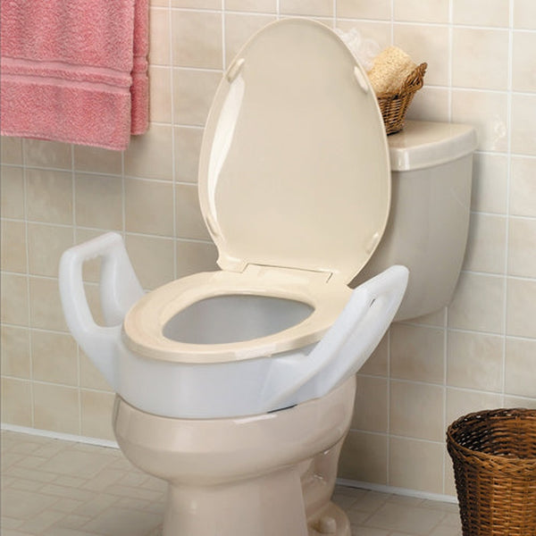 Elevated Toilet Seat W/arms Elongated 19  Wide   All Care Store