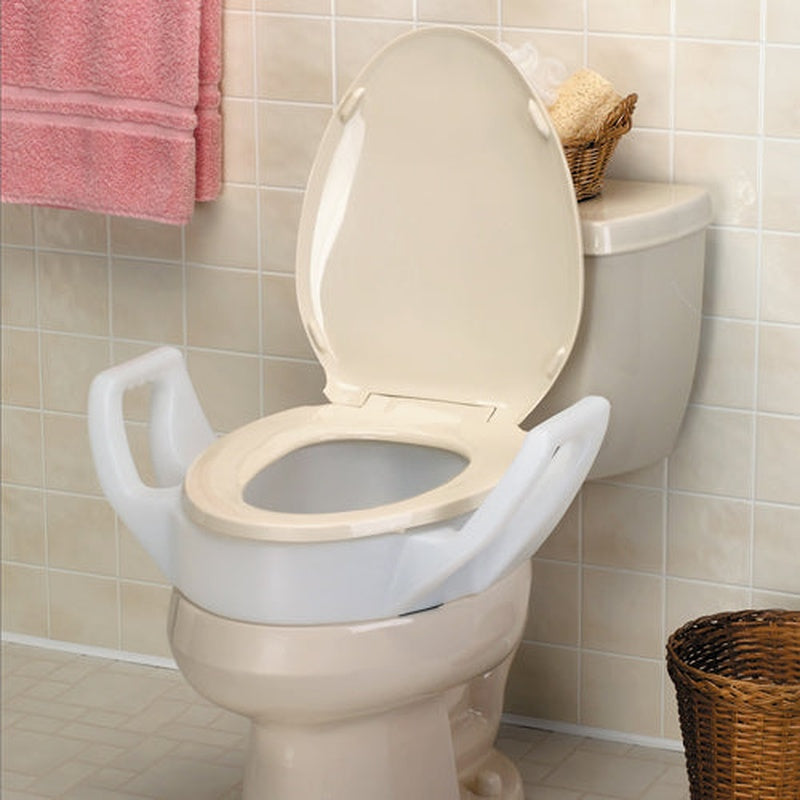 Elevated Toilet Seat W/arms Elongated 19  Wide   All Care Store