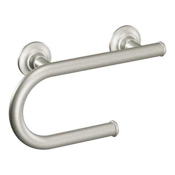 Moen Integrated 8Inch Grab Bar W/ Toilet Paper Holder - Brushed Nickel