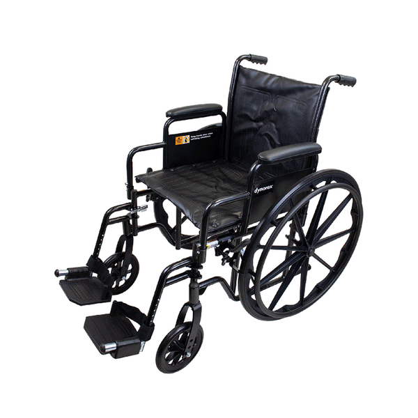 Dynarex DynaRide S2 Wheelchair with Detachable desk-length and Footrest ,8" Front 24" Back Wheels ,250 lbs Weight Capacity ,18" x 16" ,10222