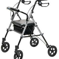 Lumex Rollator For Seniors and Elders, Wheel size 8 inch ,With Height Adjustable 19.5 to 23.5 inch, Weight Capacity 300lbs Silver Color ,Foldable, RJ4718S
