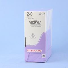 Absorbable Suture with Needle Coated Vicryl Polyglactin 910 SH 1/2 Circle Taper Point Needle Size 2 0 Braided