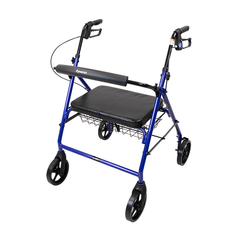 Dynarex 10203 Bariatric with 8inch Caster Wheel Foldable Rollator, Weight Capacity 500lbs, Aluminium Frame Bari+Max Rollator, Blue Color