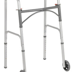 Drive Two Button Aluminum Lightweight Folding Walker Height Adjustment-32Inch - 39Inch, Weight Support-350lbs, Wheel Size-5inch, Width-24Inch, 1051A