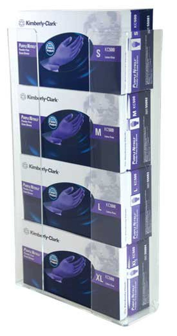 Glove Box Holder Horizontal Mounted 4 Box Capacity Clear 3 1/2 X 11 X 19 1/4 Inch Acrylic