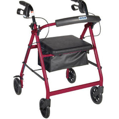 Rollator 4 wheel With Pouch & Padded Seat  Red   Drive   All Care Store 