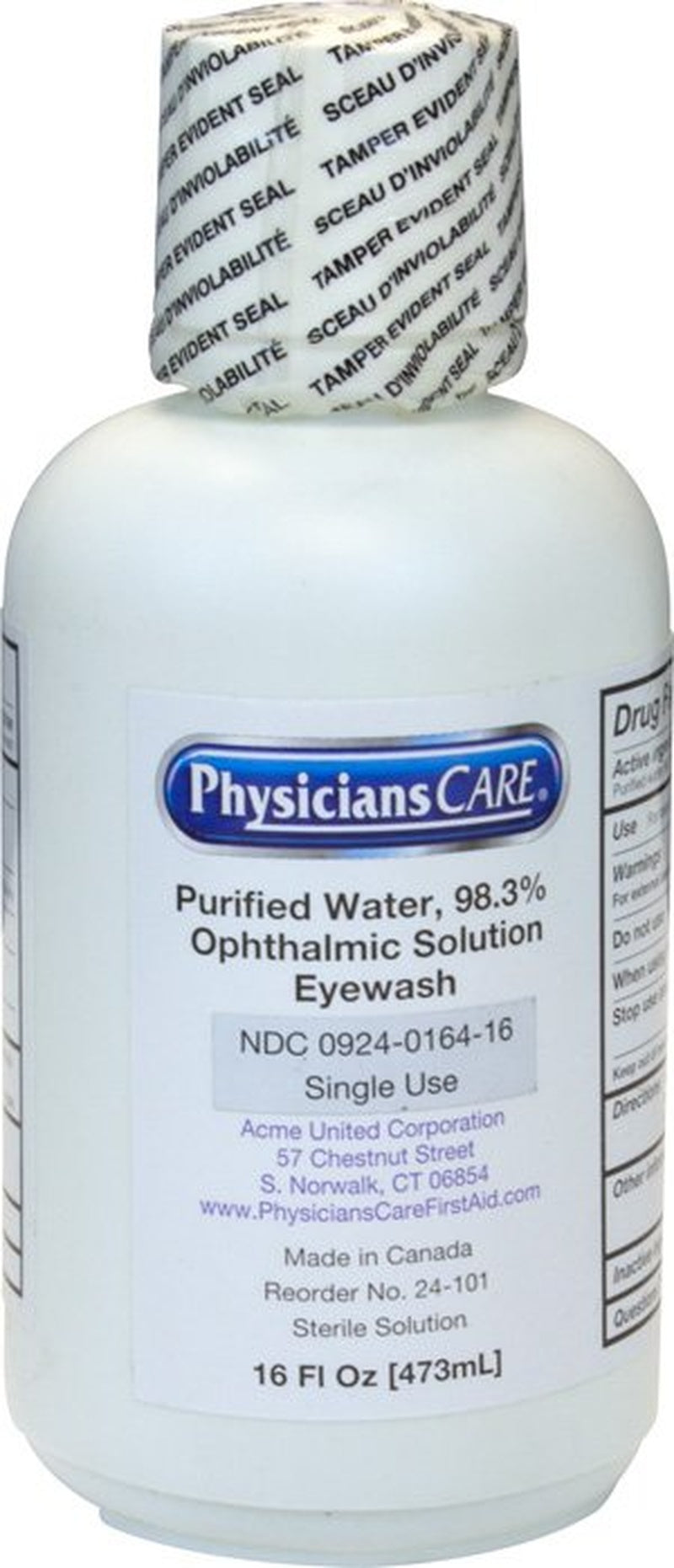 Eyewash Solution The Safety Zone Eye Cup, Buffered Solution 16 oz. Bottle