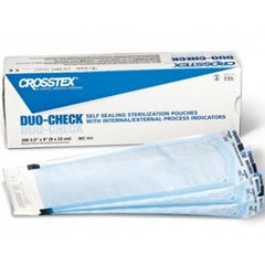 Sterilization Pouch Duo Check Ethylene Oxide (EO) Gas / Steam 3 1/2 X 9 Inch Transparent / Blue Self Seal Paper / Film