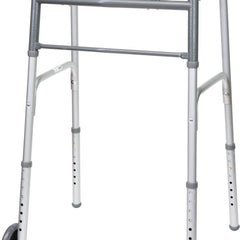 ProBasics Economy Two-Button Folding Steel Walker Lightweight, Weight Support-350lbs, Wheel Size-5inch, WKSAW2B