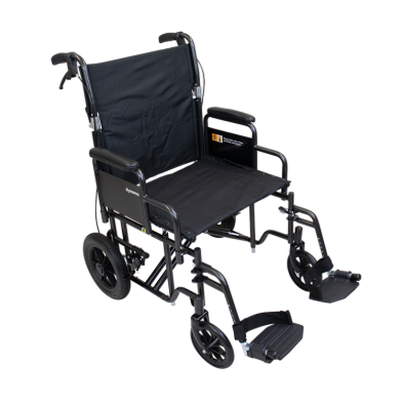 bariatric transport wheelchair 22x16 front view with reinforced frame