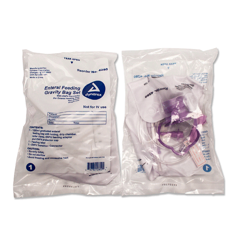 dynarex enteral delivery gravity bag set w enfit connector pack type 30 box per case