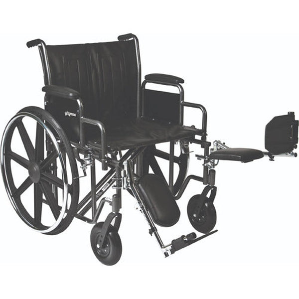 Bariatric Wheelchair with Removable Desk-Length Arms and Elevating Leg rest ,8" x 2" front ,24" Rear Wheels ,450 lbs Weight Capacity ,22" W x 18" D ,WC72218DE