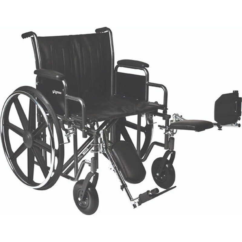 Bariatric Wheelchair with Removable Desk-Length Arms and Elevating Leg rest ,8" x 2" front ,24" Rear Wheels ,450 lbs Weight Capacity ,22" W x 18" D ,WC72218DE