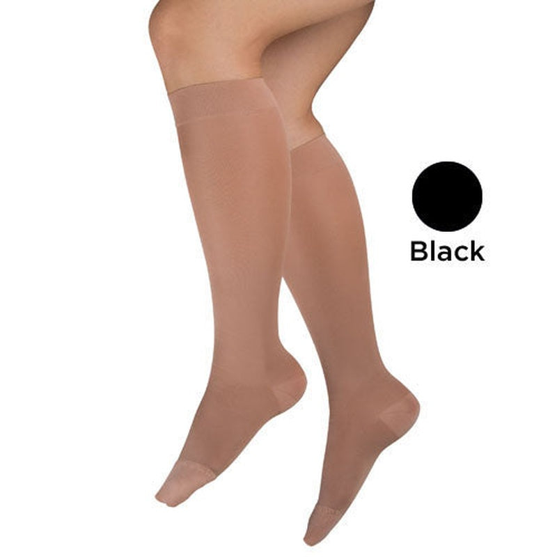 Ladies' Sheer Firm Support  Md 20 30mmhg  Knee Highs  Black   All Care Store