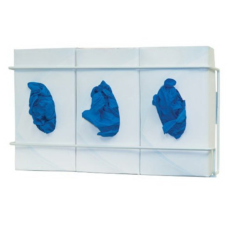 Glove Box Holder Horizontal or Vertical Mounted 3 Box Capacity White 3.75 X 8.16 X 16.32 Inch Coated Wire