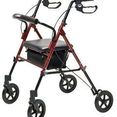 Lumex Rollator For Seniors and Elders, Wheel size 8 inch With Height Adjustable 9.5" to 22.5", Weight Capacity 350lbs Burgundy Color ,Foldable, RJ4718R