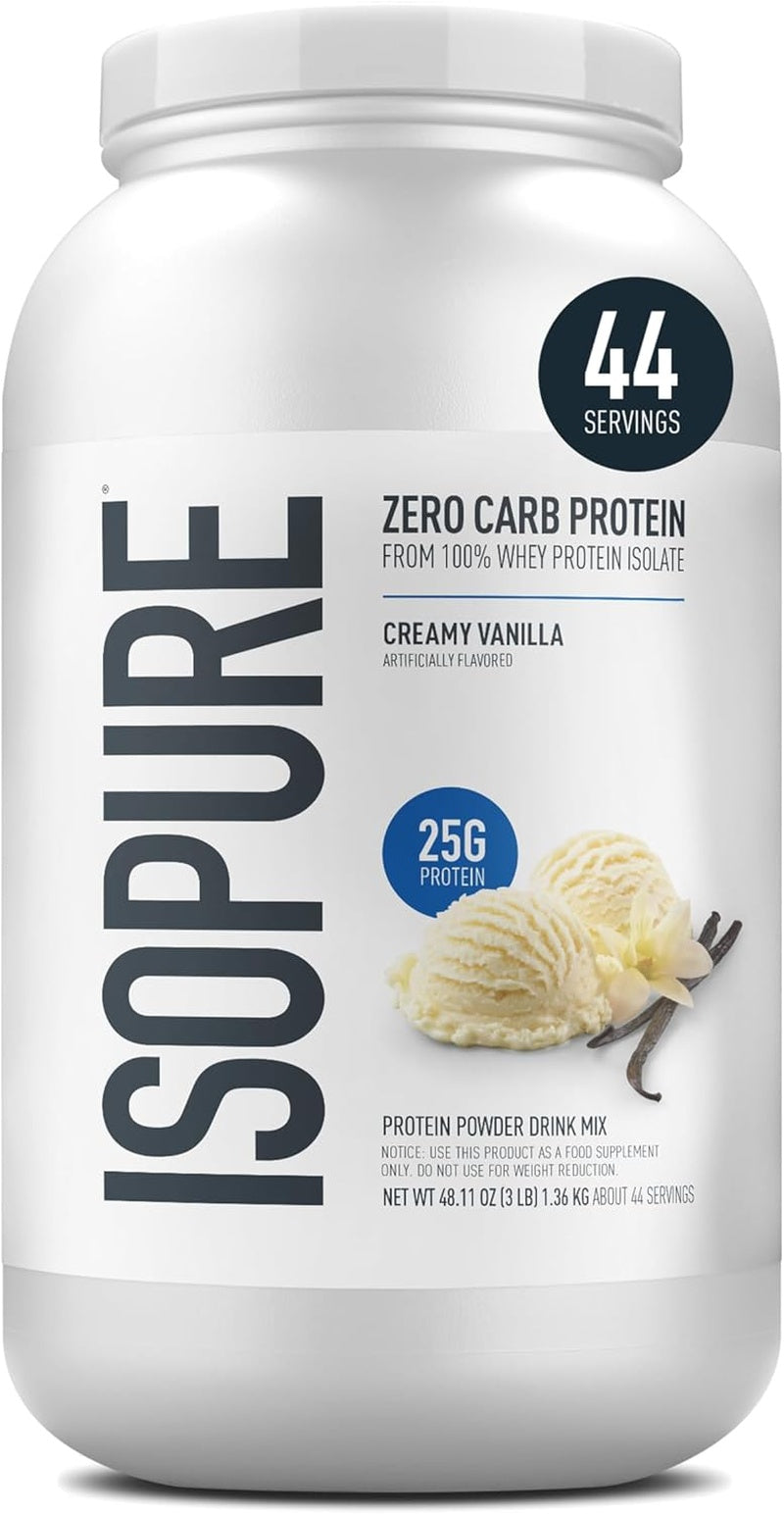 Isopure Zero Carb Whey Protein Powder, Creamy Vanilla, 3 lbs