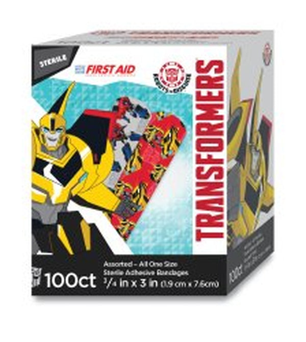 Adhesive Strip American White Cross Stat Strip 3/4 X 3 Inch Plastic Rectangle Kid Design (Transformers) Sterile